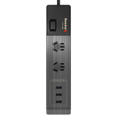 航嘉  小新207新国标智能3孔USB充电2位插座排插插排插线板
