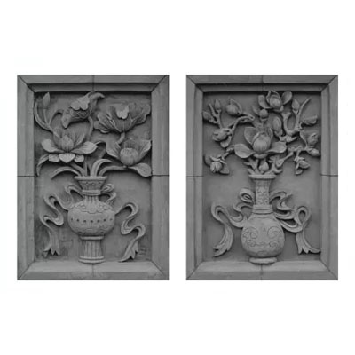 荷花玉兰37*50cm 仿古砖雕 传统中式门头装饰