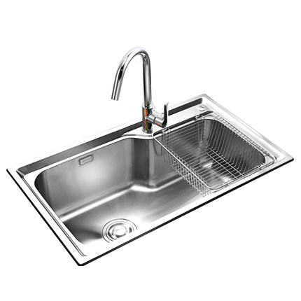 JOMOO 九牧厨房水槽单槽套装304不锈钢洗菜盆洗碗池水龙头06124